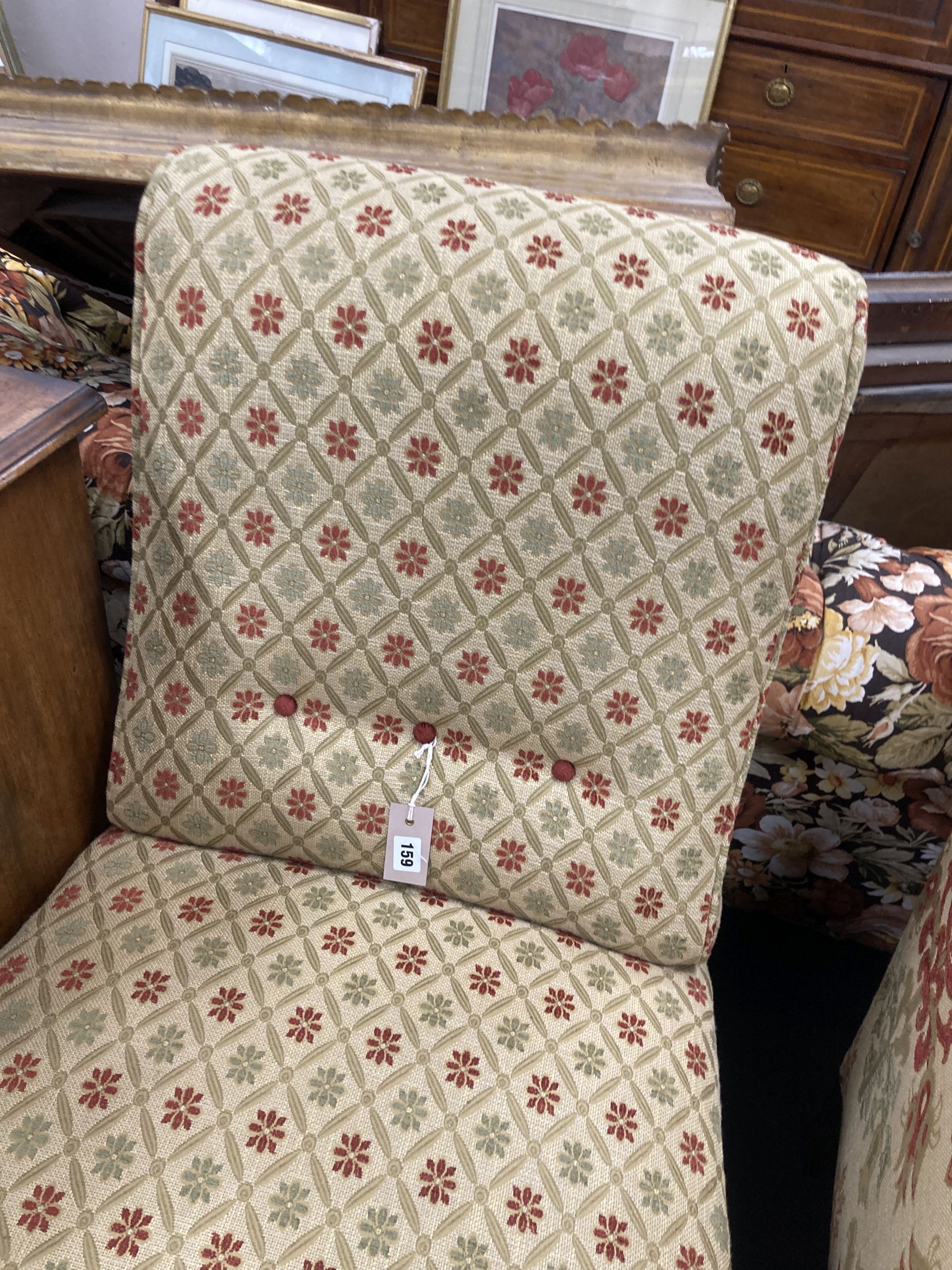 A tapestry upholstered armchair and nursing chair (2)